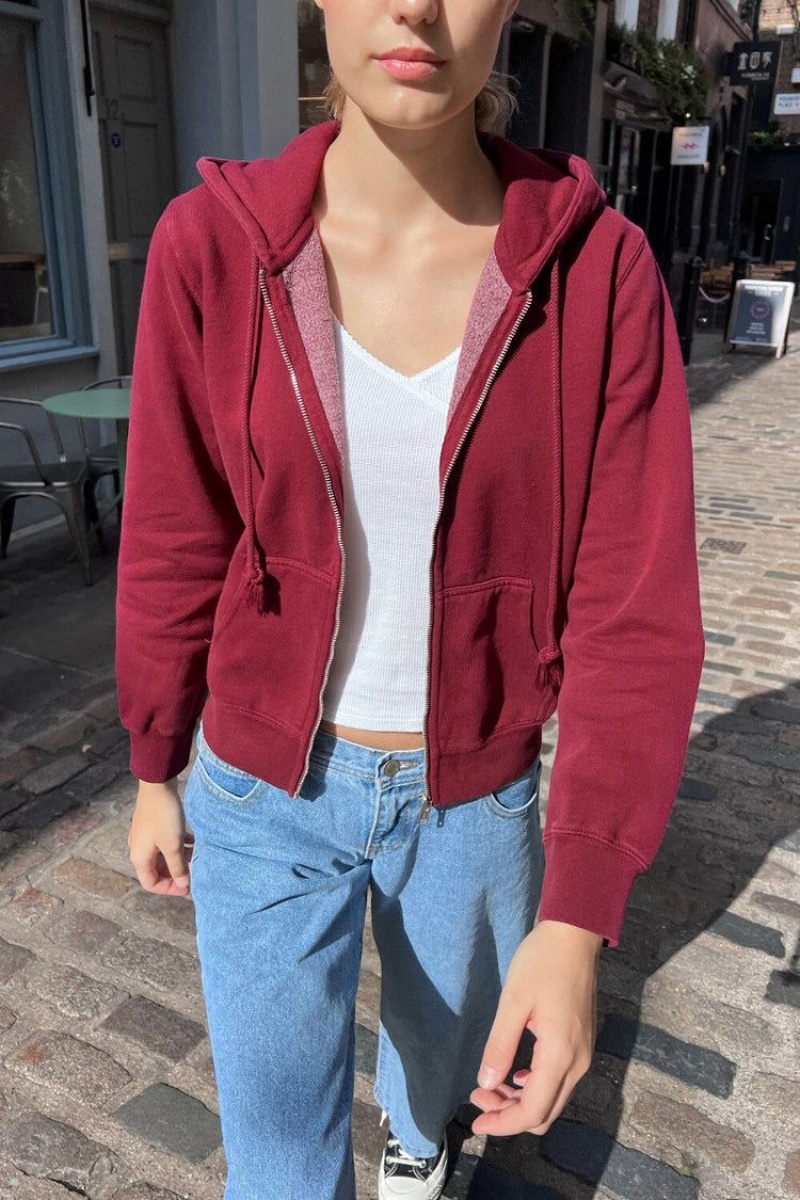 Sweat a Capuche Brandy Melville Christy Bordeaux | TYQ-27176355